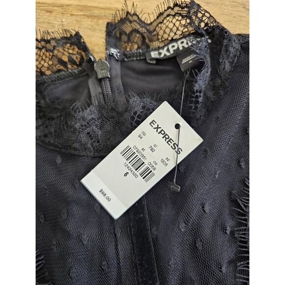 Express Lace Mock Neck Dress Women's Size 6 NWT Black Whimsygoth Cocktail Party - Picture 8 of 11